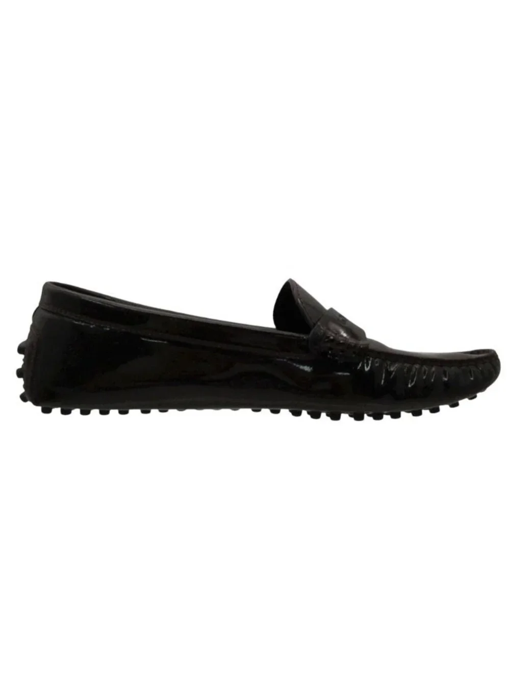 Louis Vuitton Loafers Driving Shoes Slip-on Patent Leather Logo Brown